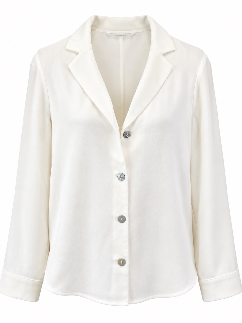 OAK + FORT Ivory Satin Button Front Shirt